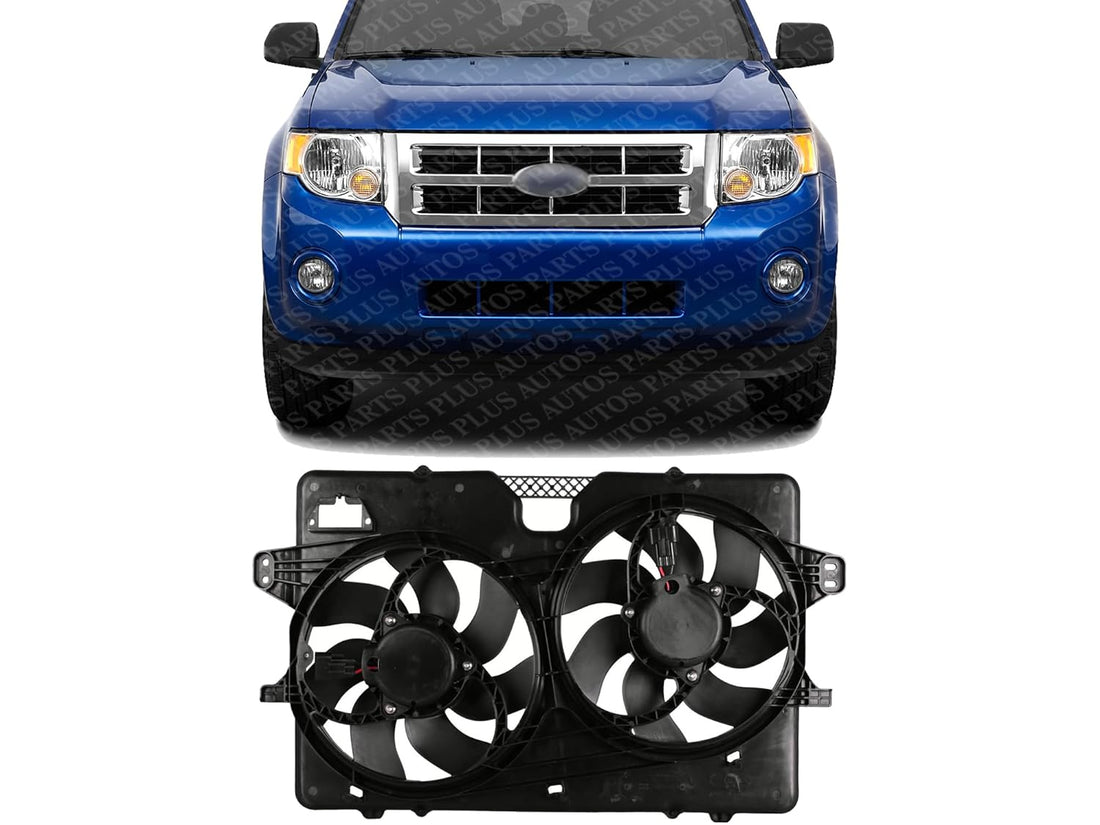Front Radiator Dual Cooling Fan Shroud Assembly Plastic Direct Replacement Compatible with 2008-2012 Ford Escape/Mazda Tribute FO3115182 8L8Z8C607B
