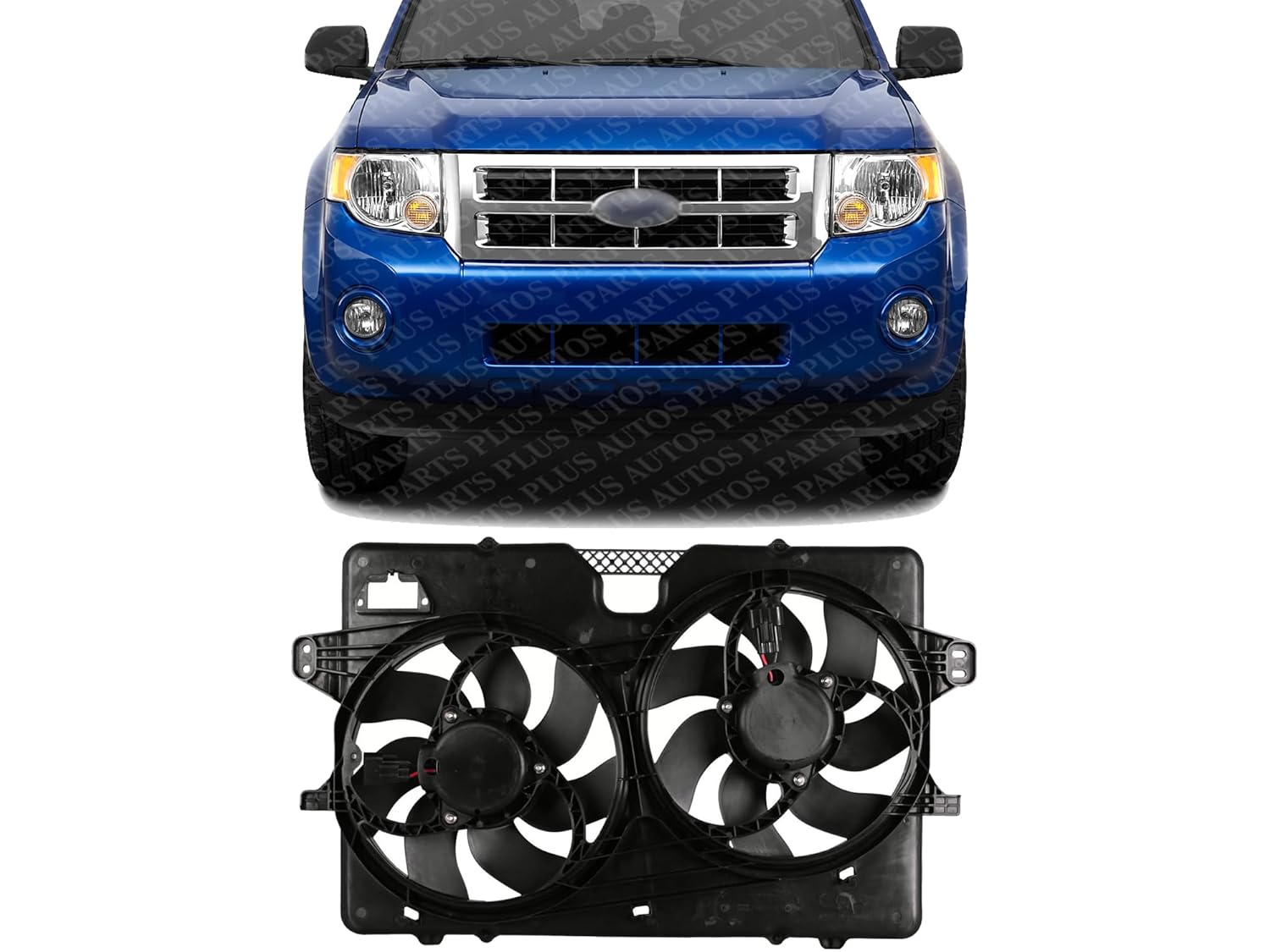Front Radiator Dual Cooling Fan Shroud Assembly Plastic Direct Replacement Compatible with 2008-2012 Ford Escape/Mazda Tribute FO3115182 8L8Z8C607B