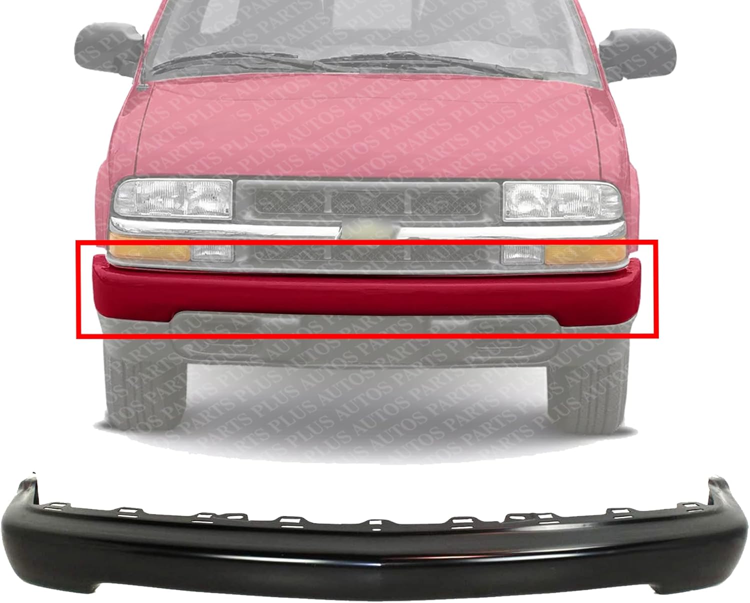 Front Bumper Panel Primed Steel Direct Replacement Compatible With 1998-2005 Chevrolet Blazer / 1998-2004 S10 Pickup GM1002367 15007660