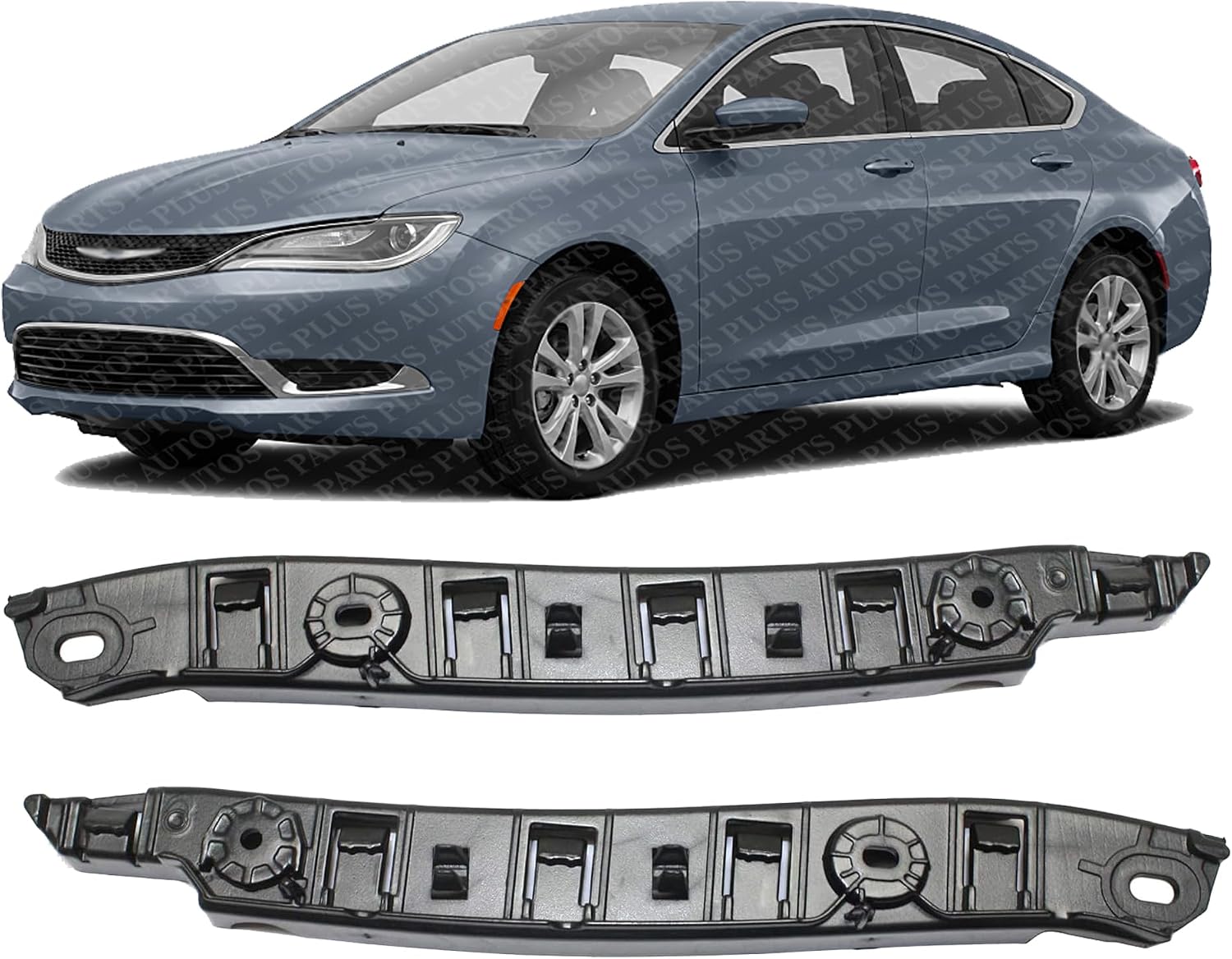 Set Of 2 Front Bumper Bracket Plastic Left Driver & Right Passenger Side Direct Replacement Compatible With 2015-2016 Chrysler 200 CH1033101 CH1032101 68103180AC 68103181AC