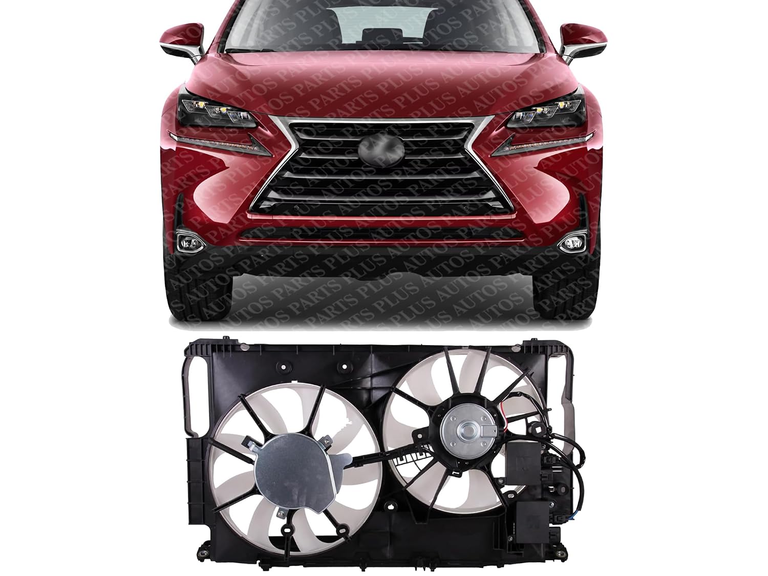 Front Radiator Dual Cooling Fan Assembly Plastic Direct Replacement Compatible with 2015-2017 Lexus NX200t / 2018-2021 NX300 LX3115147 1671136210-PFM