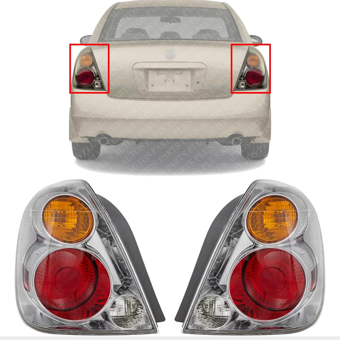 Set Of 2 Tail Lights Assembly Right Passenger & Left Driver Side Direct Replacement Compatible With 2002-2004 Nissan Altima NI2800154 NI2801154 265558J025 265508J025