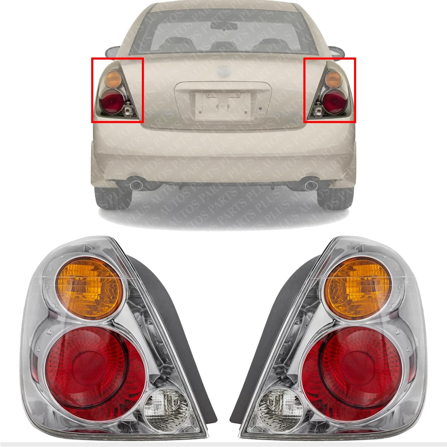 Set Of 2 Tail Lights Assembly Right Passenger & Left Driver Side Direct Replacement Compatible With 2002-2004 Nissan Altima NI2800154 NI2801154 265558J025 265508J025