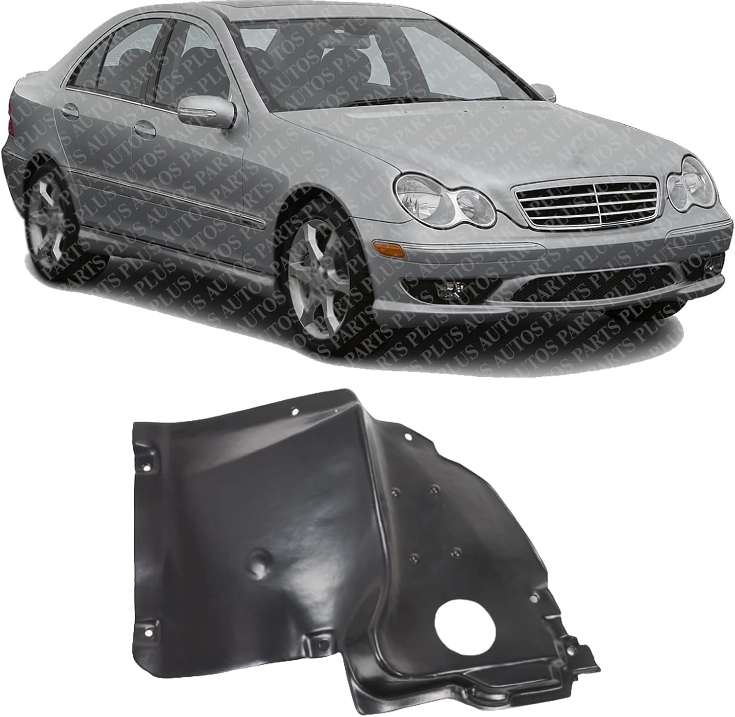 Front Lower Section Fender Liner Right Passenger Side Direct Replacement Compatible With 2001-2007 Mercedes Benz C-Class MB1249114 2038810423 2038840822
