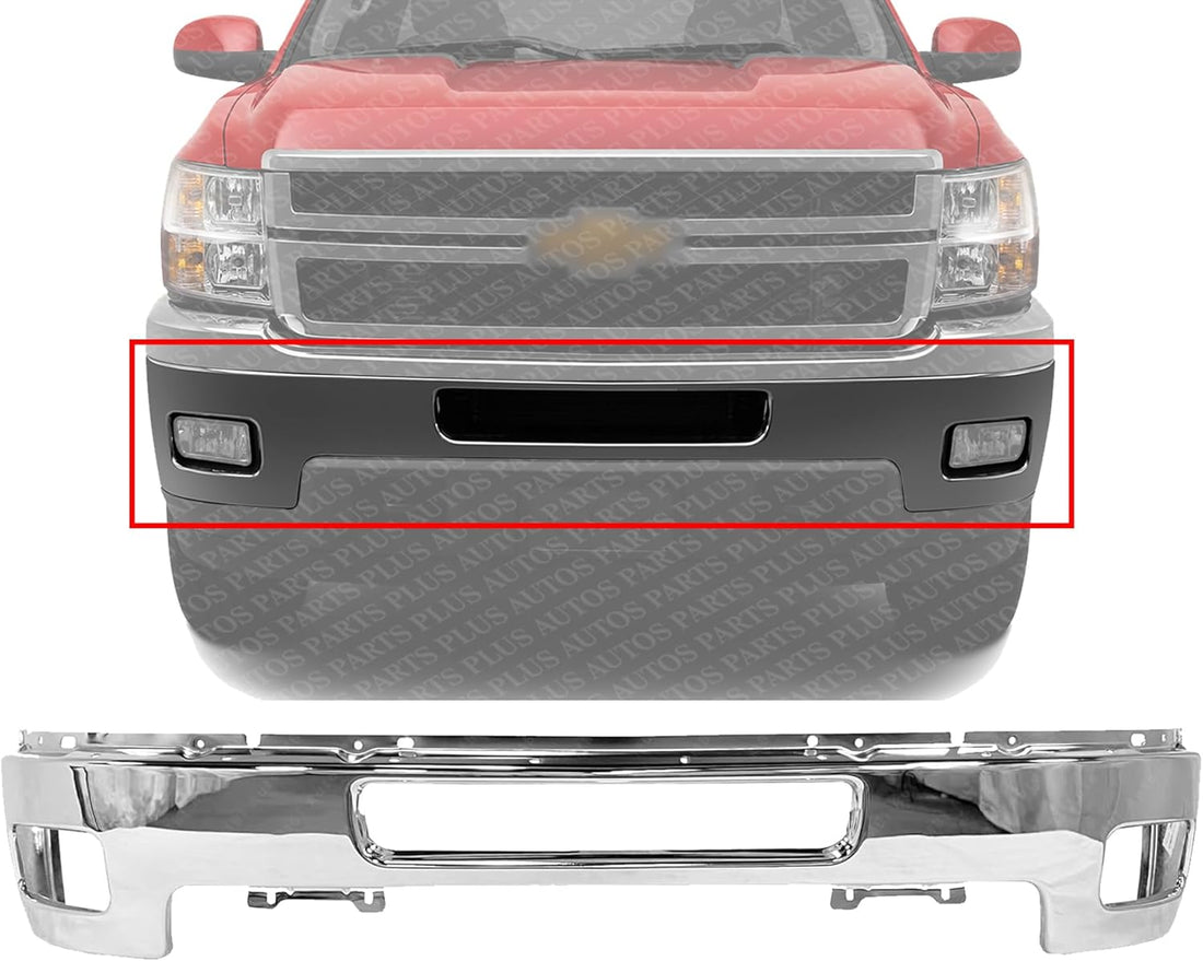 New Front Bumper Chrome Impact Bar With Fog Light Hole Direct Replacement For Chevrolet Silverado 2500HD 3500HD 2011-2014 25883349