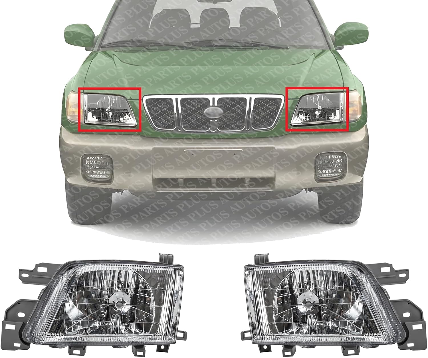 Set Of 2 Front Headlight Assembly Right Passenger & Left Driver Side Direct Replacement Compatible With 2001-2002 Subaru Forester SU2502107 SU2503107 84001FC230 84001FC220