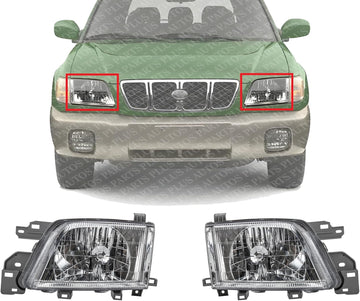 Set Of 2 Front Headlight Assembly Right Passenger & Left Driver Side Direct Replacement Compatible With 2001-2002 Subaru Forester SU2502107 SU2503107 84001FC230 84001FC220