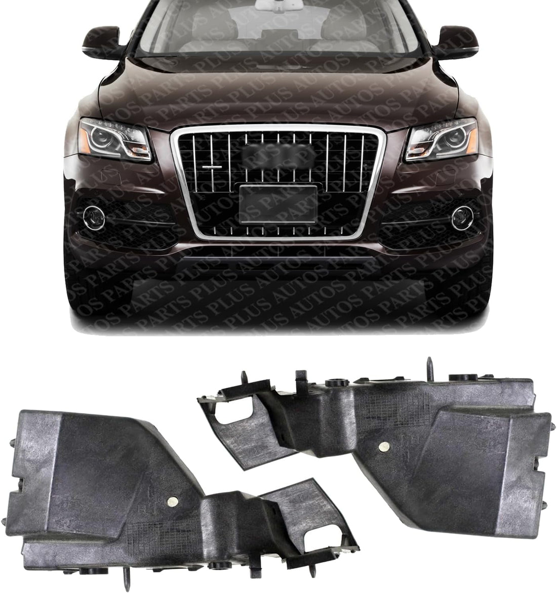 Set Of 2 Front Bumper Cover Guide Bracket Plastic Right Passenger & Left Driver Side Direct Replacement Compatible With 2009-2017 Audi Q5 / 2014-2017 SQ5 AU1043100 AU1042100
