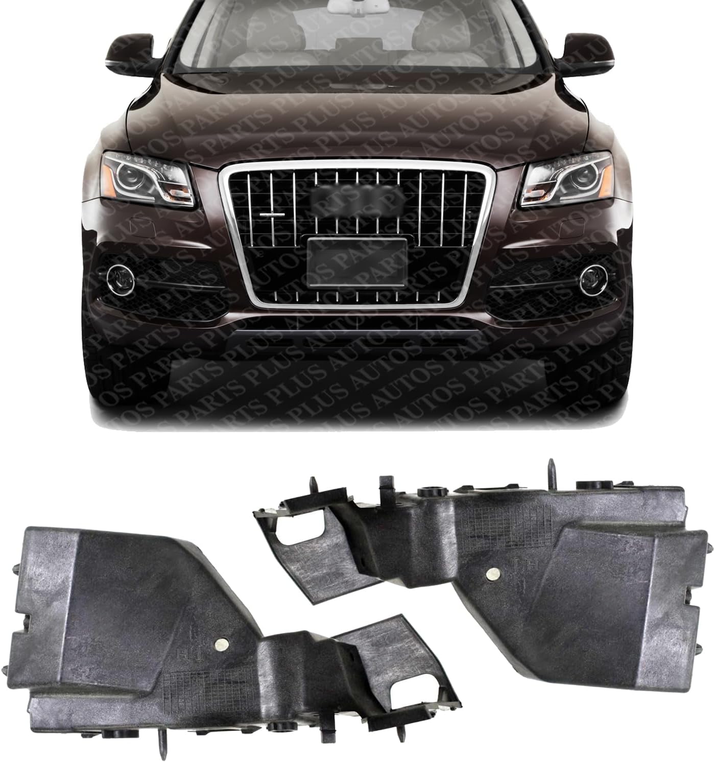 Set Of 2 Front Bumper Cover Guide Bracket Plastic Right Passenger & Left Driver Side Direct Replacement Compatible With 2009-2017 Audi Q5 / 2014-2017 SQ5 AU1043100 AU1042100
