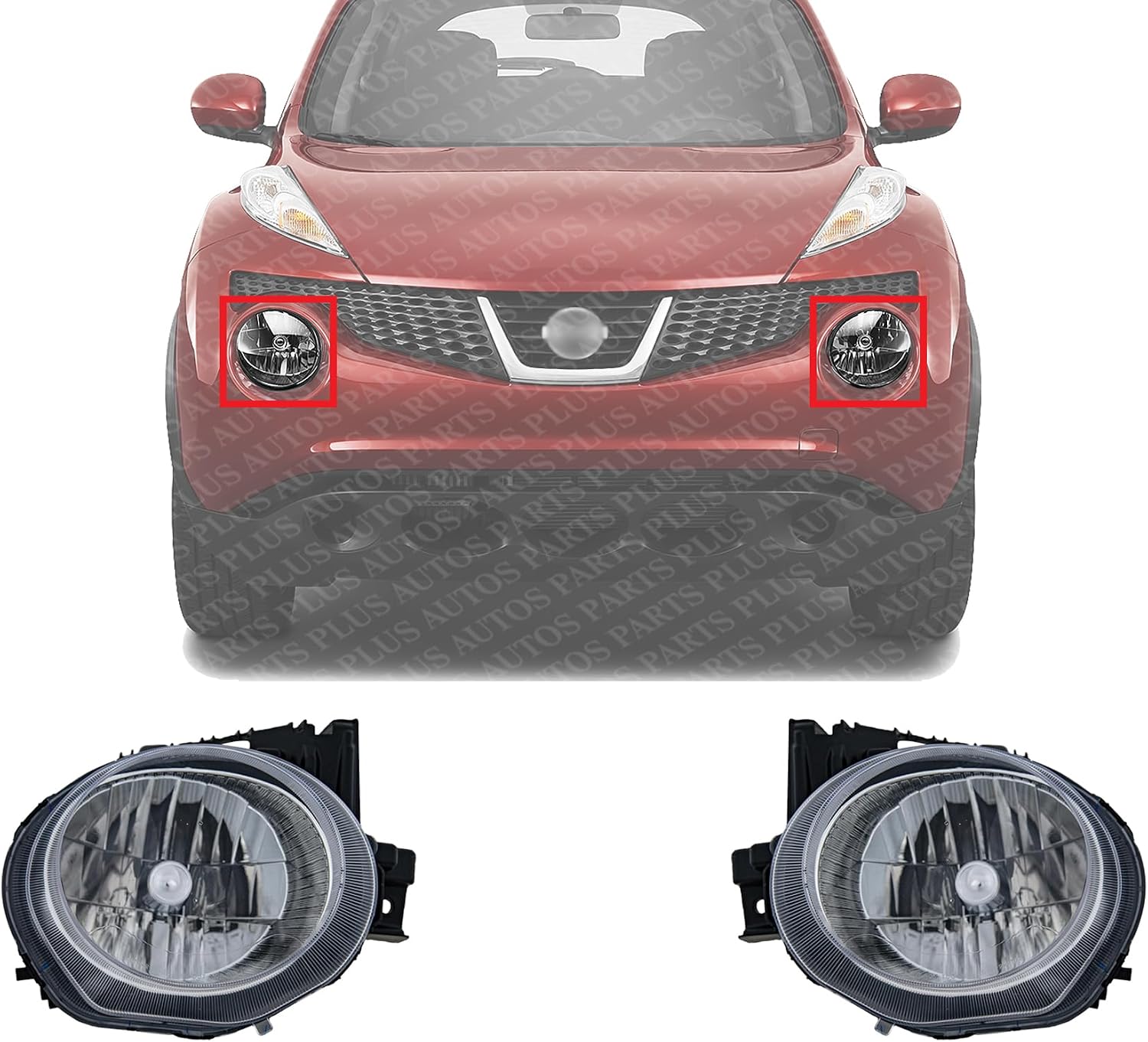 Set Of 2 Front Head Light Assembly Plastic Left Driver & Right Passenger Side Direct Replacement Compatible With 2011-2014 Nissan Juke NI2503201 NI2502201 260101KM0A 260601KM0A
