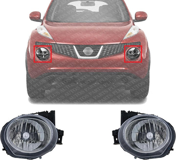 Set Of 2 Front Head Light Assembly Plastic Left Driver & Right Passenger Side Direct Replacement Compatible With 2011-2014 Nissan Juke NI2503201 NI2502201 260101KM0A 260601KM0A