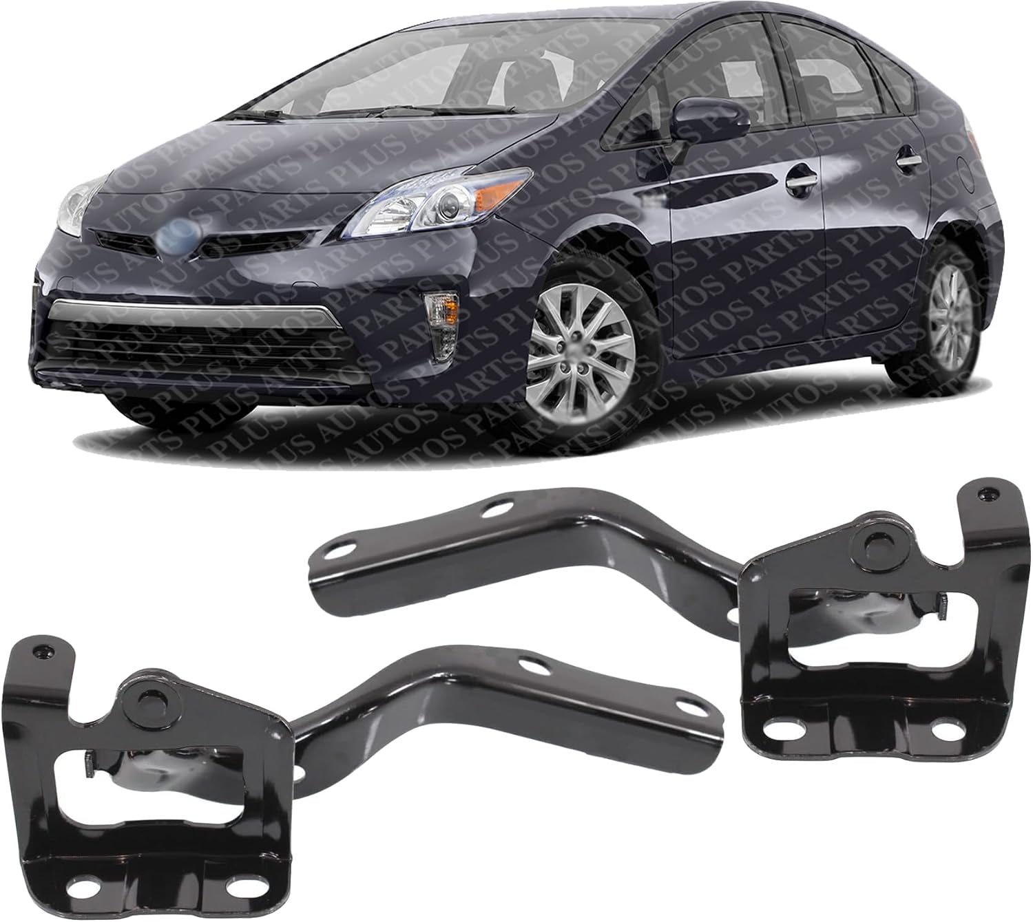 Set of 2 Front Hood Hinge Steel Right Passenger & Left Driver Side Direct Replacement Compatible with 2010-2015 Toyota Prius / 2012-2015 Plug-in TO1236167 TO1236168 5341047070