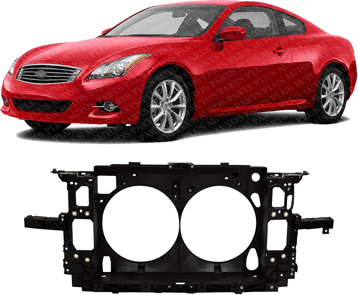 Front Radiator Support Assembly Plastic With Steel Direct Replacement Compatible With 2007-2008 Infiniti G35 / 2008-2013 G37 / 2014-2015 Q60 IN1225107 62501JK05A