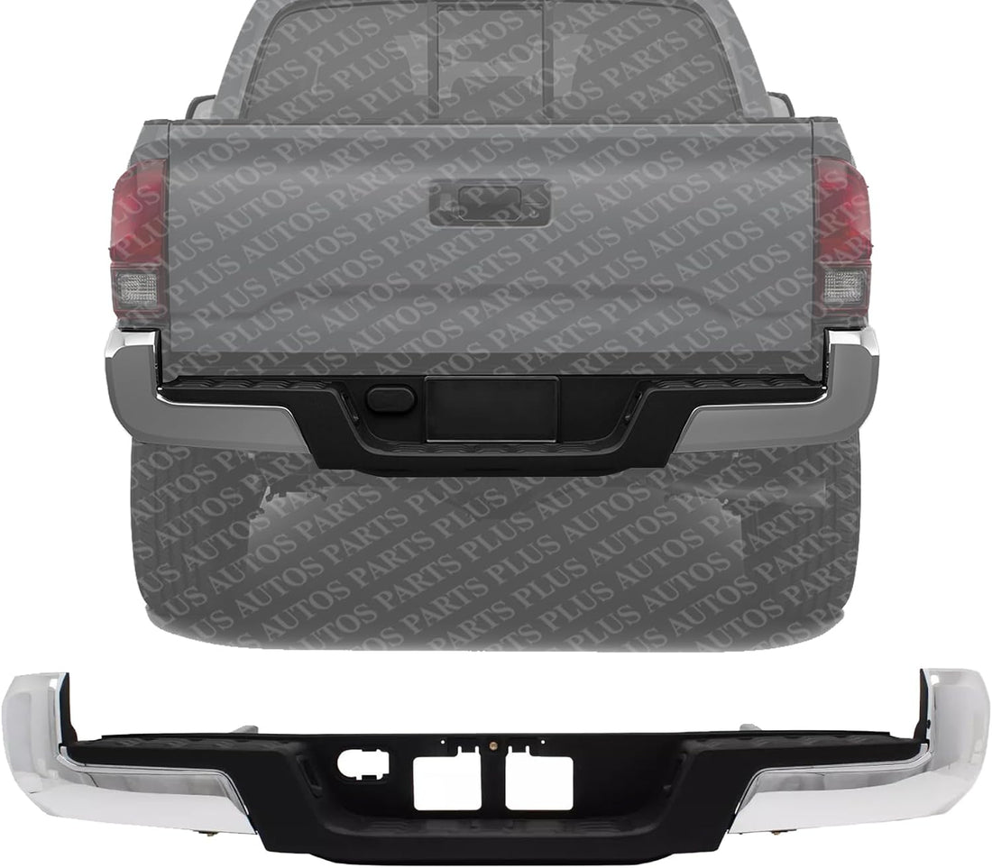 Step Bumper Assembly Chrome Steel Without Towing Hitch Direct Replacement Compatible With 2016-2021 Toyota Tacoma TO1103126 5215904030-PFM 5205704020 5202304010 5215304010 5215404010