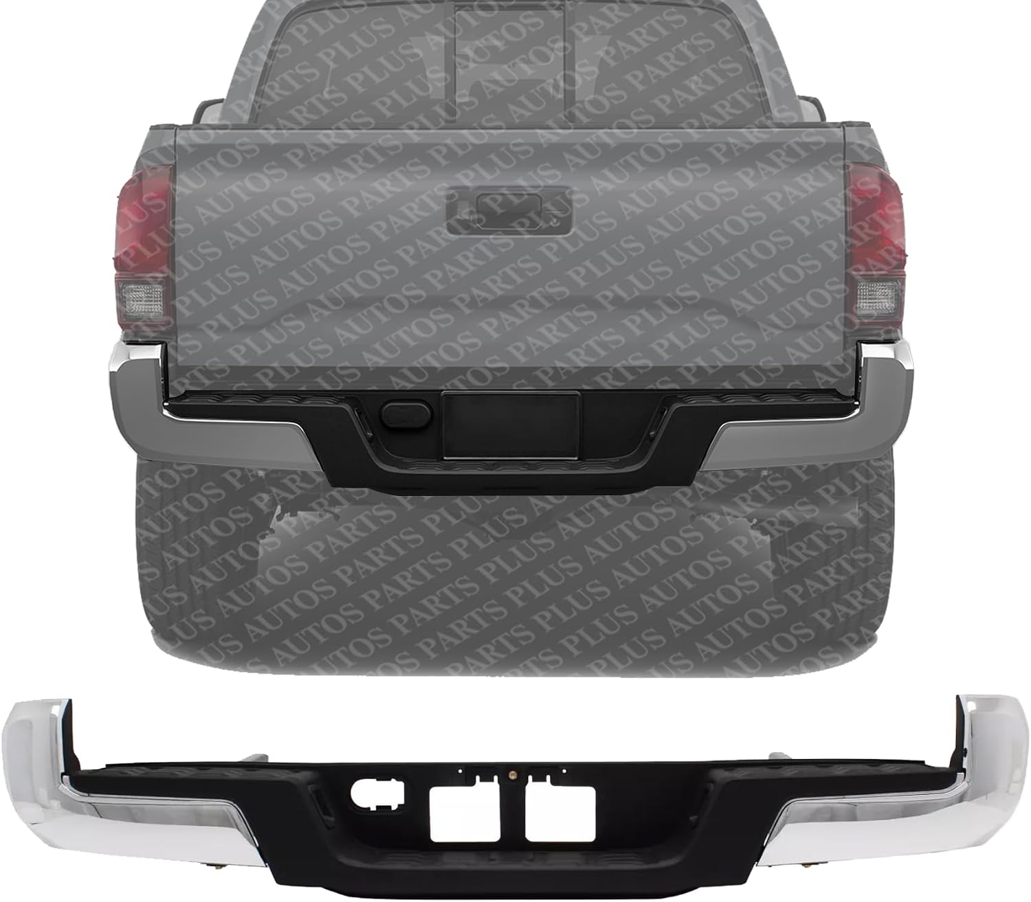 Step Bumper Assembly Chrome Steel Without Towing Hitch Direct Replacement Compatible With 2016-2021 Toyota Tacoma TO1103126 5215904030-PFM 5205704020 5202304010 5215304010 5215404010