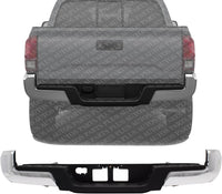 Step Bumper Assembly Chrome Steel Without Towing Hitch Direct Replacement Compatible With 2016-2021 Toyota Tacoma TO1103126 5215904030-PFM 5205704020 5202304010 5215304010 5215404010