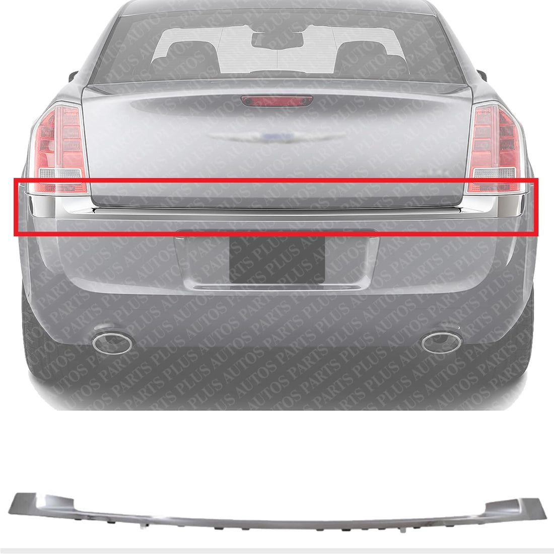 Rear Bumper Molding Chrome Direct Replacement Compatible with 2011-2014 Chrysler 300 CH1144104 68127952AC