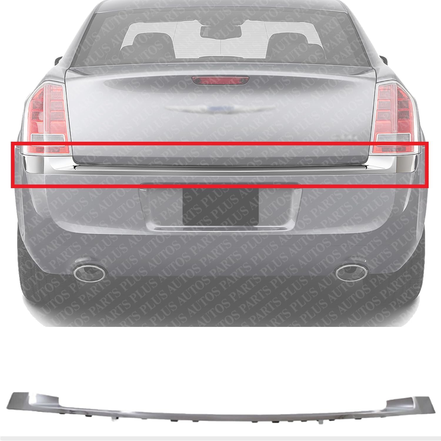 Rear Bumper Molding Chrome Direct Replacement Compatible with 2011-2014 Chrysler 300 CH1144104 68127952AC
