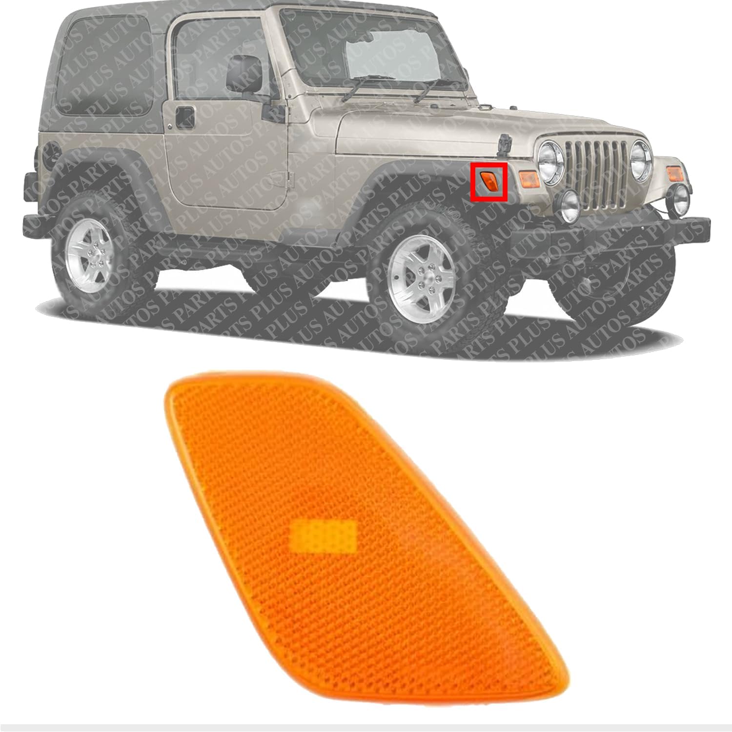 AUTOS PARTS PLUS Front Side Marker Light Right Passenger Side Direct Replacement Compatible With 1997-2006 Jeep Wrangler CH2551120 55155628AC