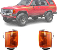 Set Of 2 Front Corner Light Assembly With Chrome Trim Left Driver & Right Passenger Side Direct Replacement Compatible With 1987-1988 Toyota Pickup / 1987-1989 Toyota 4Runner