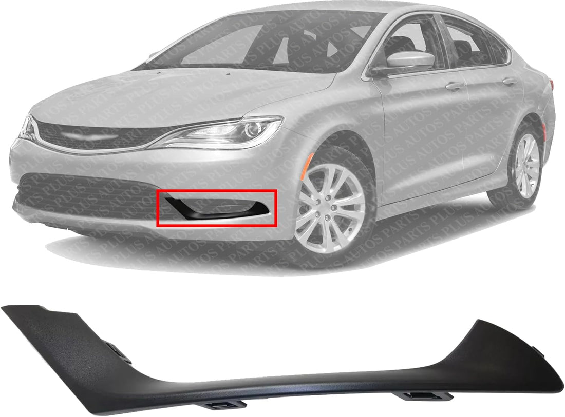 Front Bumper Outer Molding Textured Left Driver Side Direct Replacement Compatible With 2015-2017 Chrysler 200 CH1046110 68214627AA