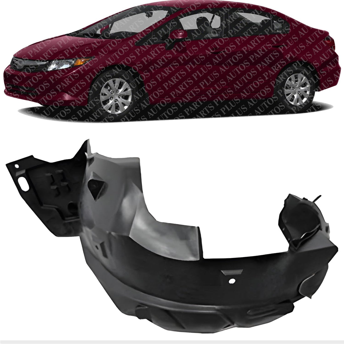 Front Fender Liner Left Driver Side Direct Replacement Compatible With 2012 Honda Civic HO1248154 74151TS8A10