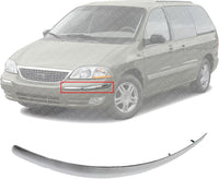 Front Bumper Molding Chrome Left Driver Side Direct Replacement Compatible With 1999-2003 Ford Windstar FO1058274 XF5Z17K833AA