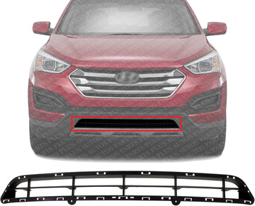 Front Bumper Lower Grille Textured Plastic Direct Replacement Compatible With 2013-2016 Hyundai Santa Fe HY1036118 865614Z000