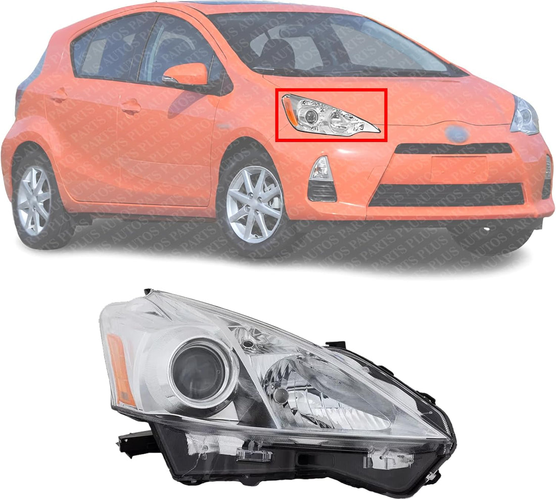 Front Head Light Assembly Right Passenger Side Direct Replacement Compatible With 2012-2014 Toyota Prius TO2519137 8113047300