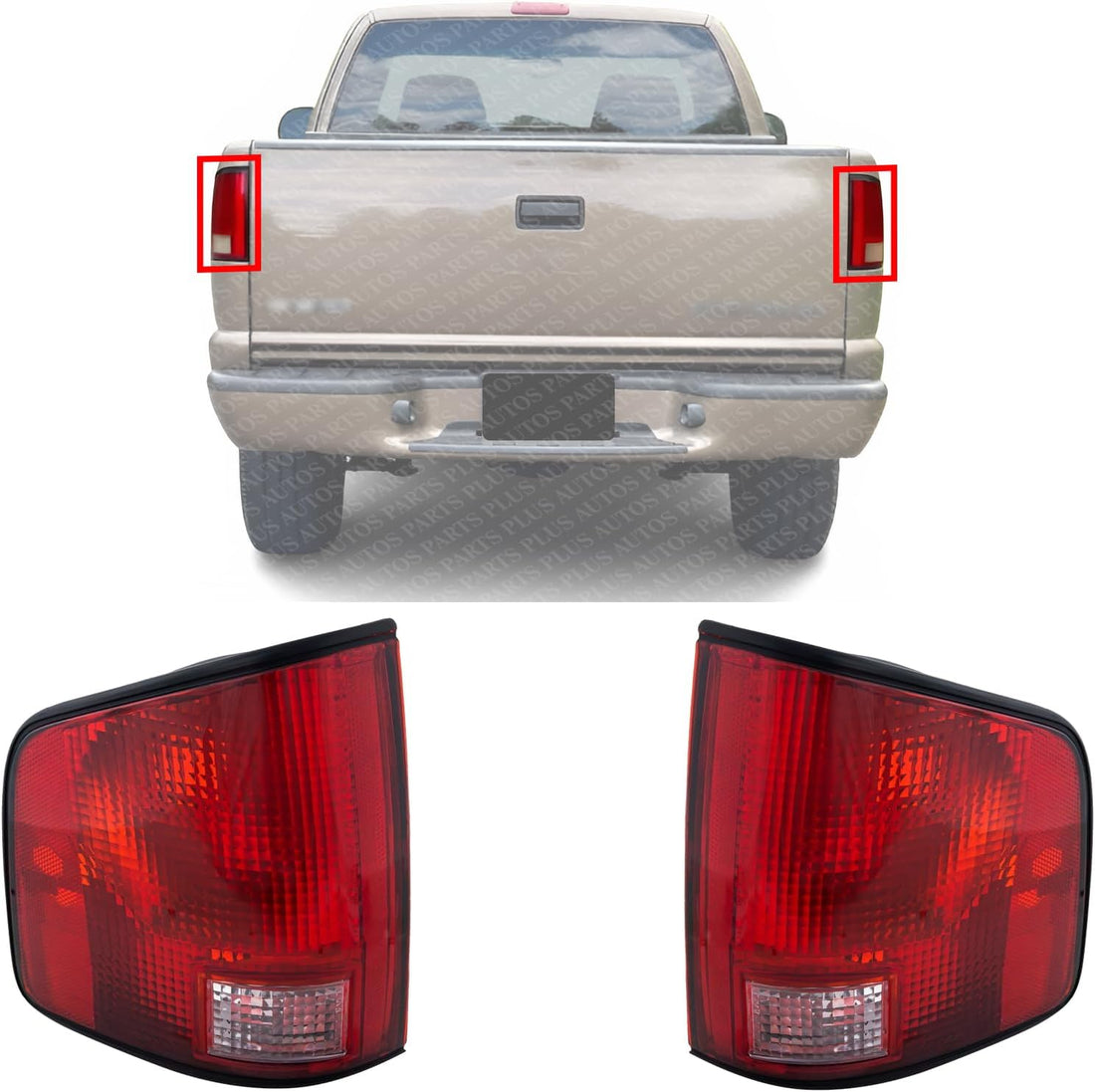 Set of 2 Tail Light Lens And Housing Right Passenger & Left Driver Side Direct Replacement Compatible With 1994-2004 Chevrolet S10 / GMC Sonoma GM2801124 GM2801168 GM2800124