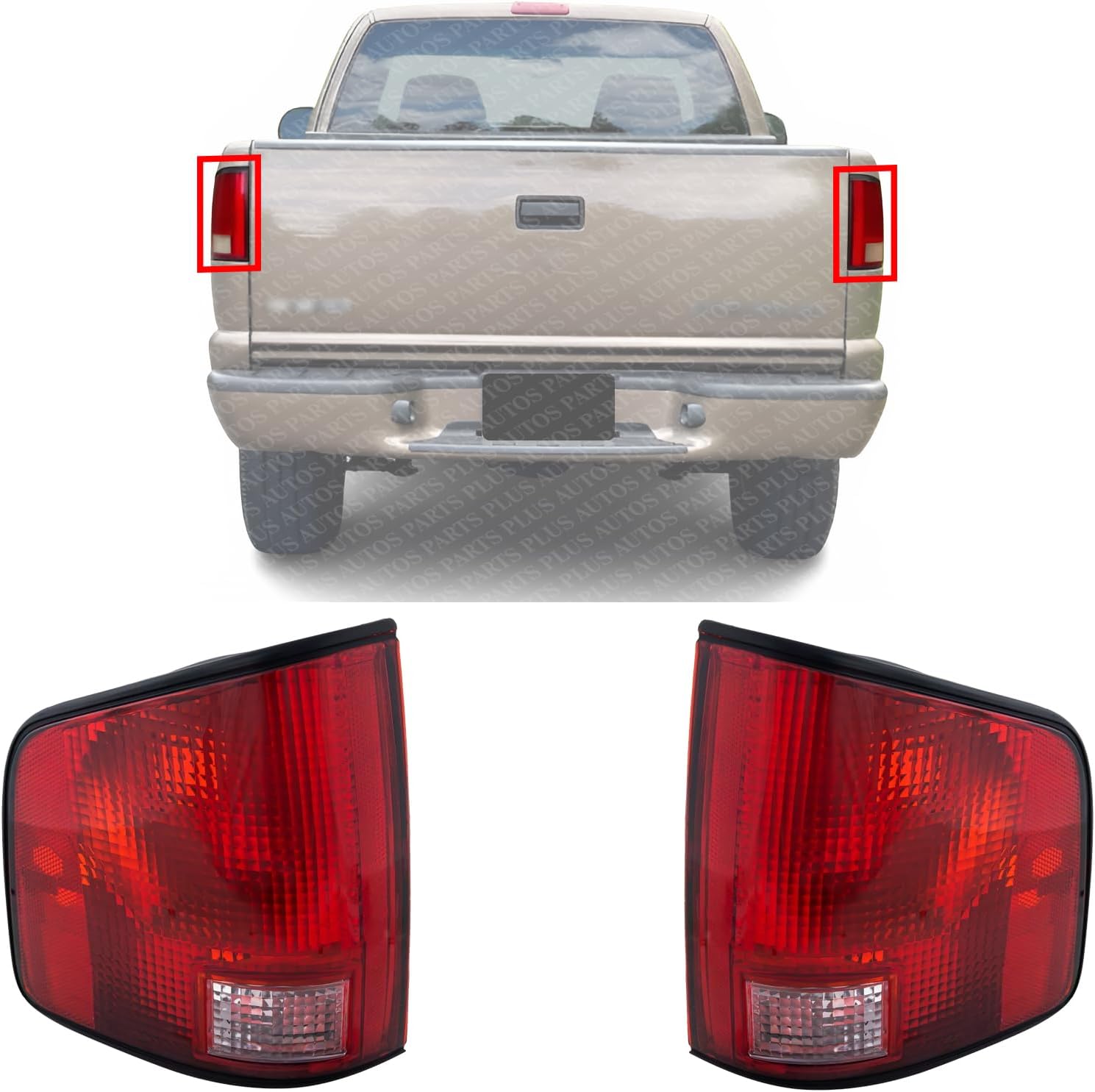 Set of 2 Tail Light Lens And Housing Right Passenger & Left Driver Side Direct Replacement Compatible With 1994-2004 Chevrolet S10 / GMC Sonoma GM2801124 GM2801168 GM2800124