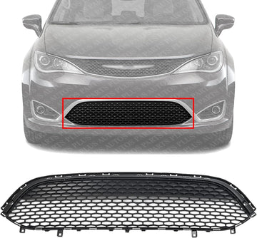 AUTOS PARTS PLUS Front Bumper Grille Textured With Fog Light Holes Direct Replacement Compatible With 2017-2020 Chrysler Pacifica CH1036158 68243498AA
