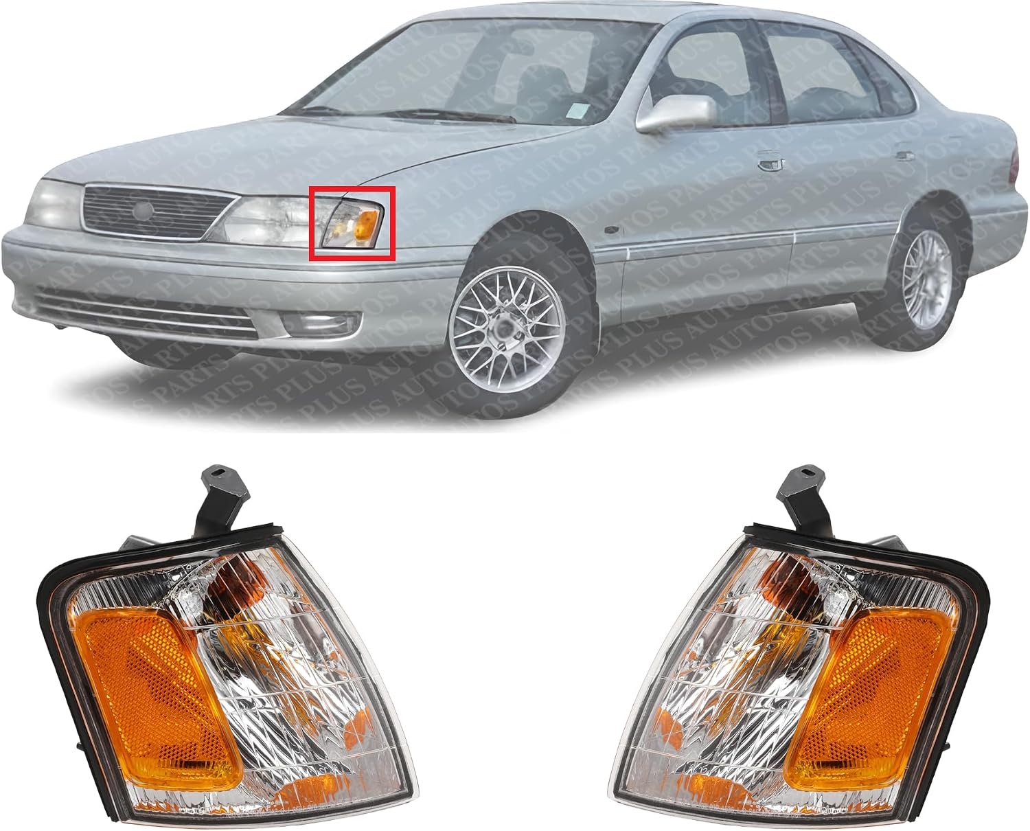 Set Of 2 Front Corner Light Assembly Plastic Left Driver & Right Passenger Side Direct Replacement Compatible With 1998-1999 Toyota Avalon TO2521153 TO2520153 81510AC030 81520AC030