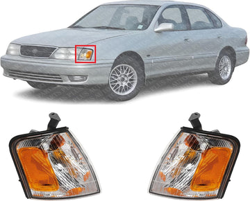 Set Of 2 Front Corner Light Assembly Plastic Left Driver & Right Passenger Side Direct Replacement Compatible With 1998-1999 Toyota Avalon TO2521153 TO2520153 81510AC030 81520AC030
