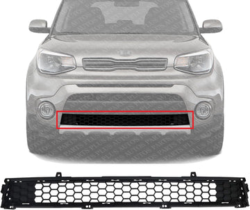 Front Bumper Lower Grille Textured Dark Gray Plastic Direct Replacement Compatible With 2017-2019 Kia Soul KI1036137 86562B2500