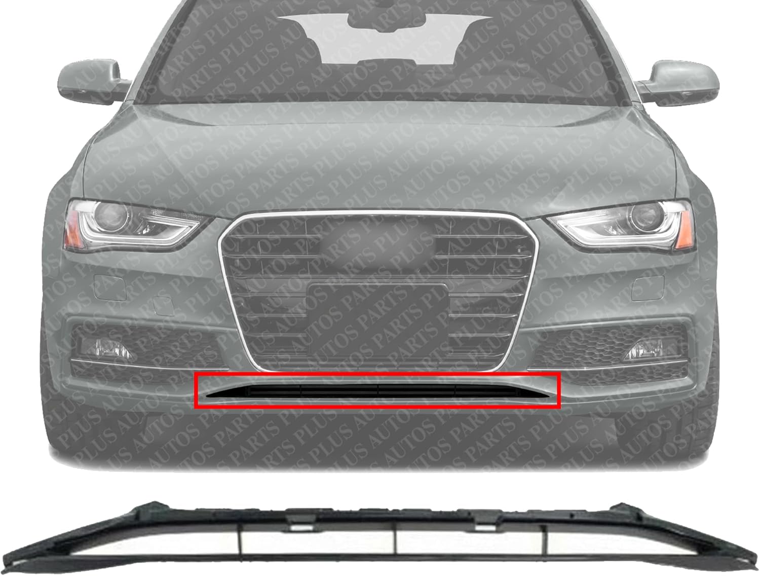 Front Bumper Center Grille Primed Plastic Direct Replacement Compatible With Audi A4 / S4 2013-2014 AU1036108 8K0807647A