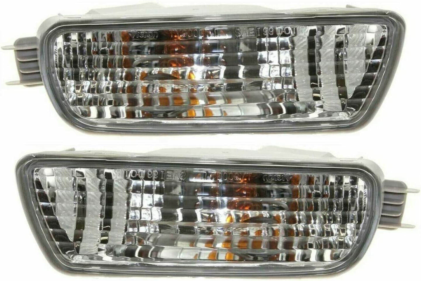 Front Bumper Filler + Lower Valance Panel + Signal Lights Assembly Right Passenger & Left Driver Side Direct Replacement Compatible With Toyota Tacoma 2001-2004 TO1095196