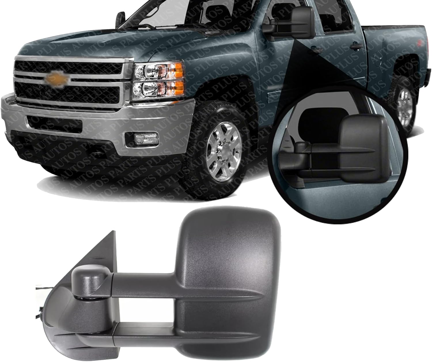 Front Power Towing Mirror Manual Folding Textured Left Driver Side Direct Replacement Compatible With 2007-2013 Chevrolet Silverado/GMC Sierra 1500 2500HD 3500HD GM1320407