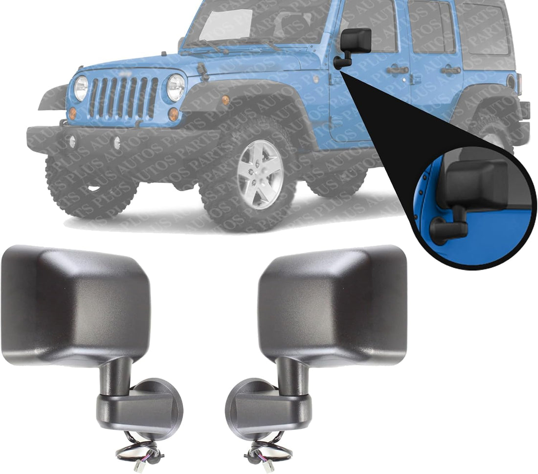 Set Of 2 Front Power Mirror Manual Folding Heated Textured Right Passenger & Left Driver Side Direct Replacement Compatible With 2011-2013 Jeep Wrangler CH1320319 CH1321319 5182175AB