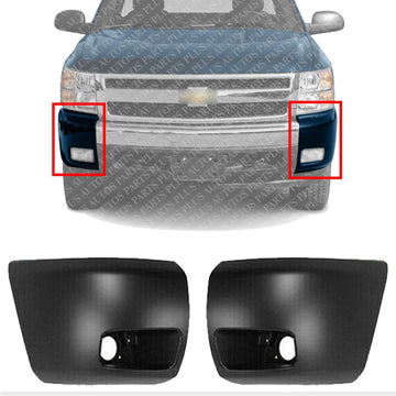 Front Bumper End Caps Left Driver & Right Passenger Side Direct Replacement Compatible With 2007-2013 Chevrolet Silverado 1500 GM1004147 GM1005147 15891681 15891682