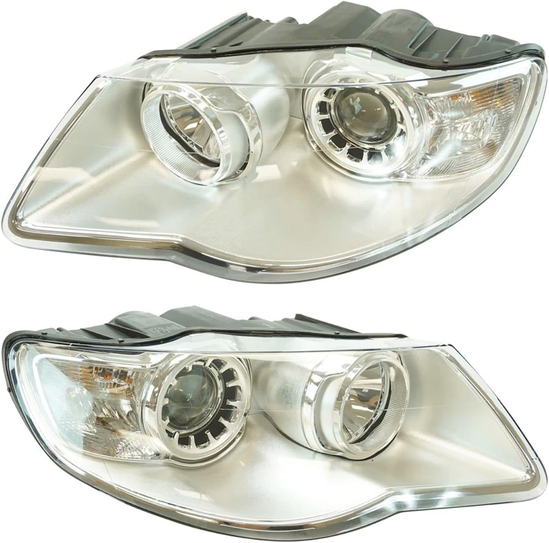 Set Of 2 Front Head Light Assembly Left Driver & Right Passenger Side Direct Replacement Compatible With 2008-2010 Volkswagen Touareg VW2503138 VW2502138 7L6941040B 7L6941039B