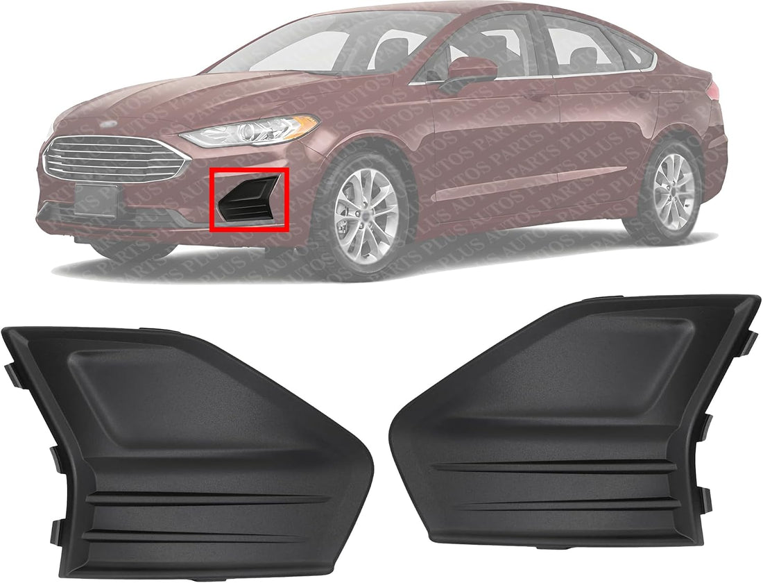 Set Of 2 Front Fog Light Cover Textured Left Driver & Right Passenger Side Direct Replacement Compatible With 2019-2020 Ford Fusion FO1039182 FO1038182 KS7Z17B814AA KS7Z17B814AB