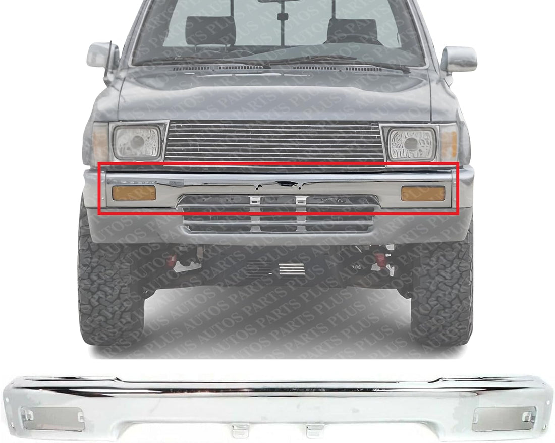 Front Bumper Face Bar Chrome Steel Direct Replacement Compatible With 1989-1991 Toyota Pickup TO1002109 5210189114