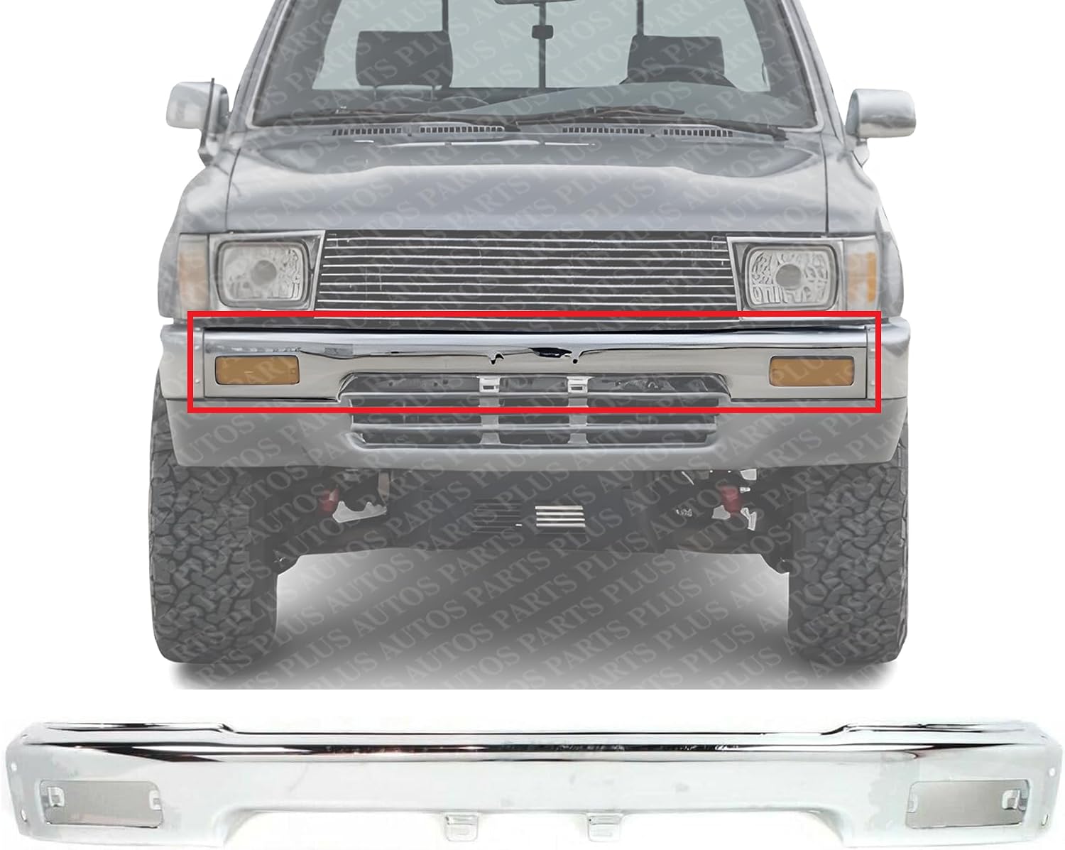 Front Bumper Face Bar Chrome Steel Direct Replacement Compatible With 1989-1991 Toyota Pickup TO1002109 5210189114