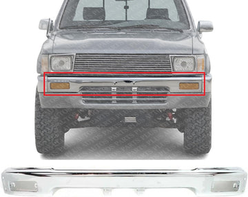 Front Bumper Face Bar Chrome Steel Direct Replacement Compatible With 1989-1991 Toyota Pickup TO1002109 5210189114
