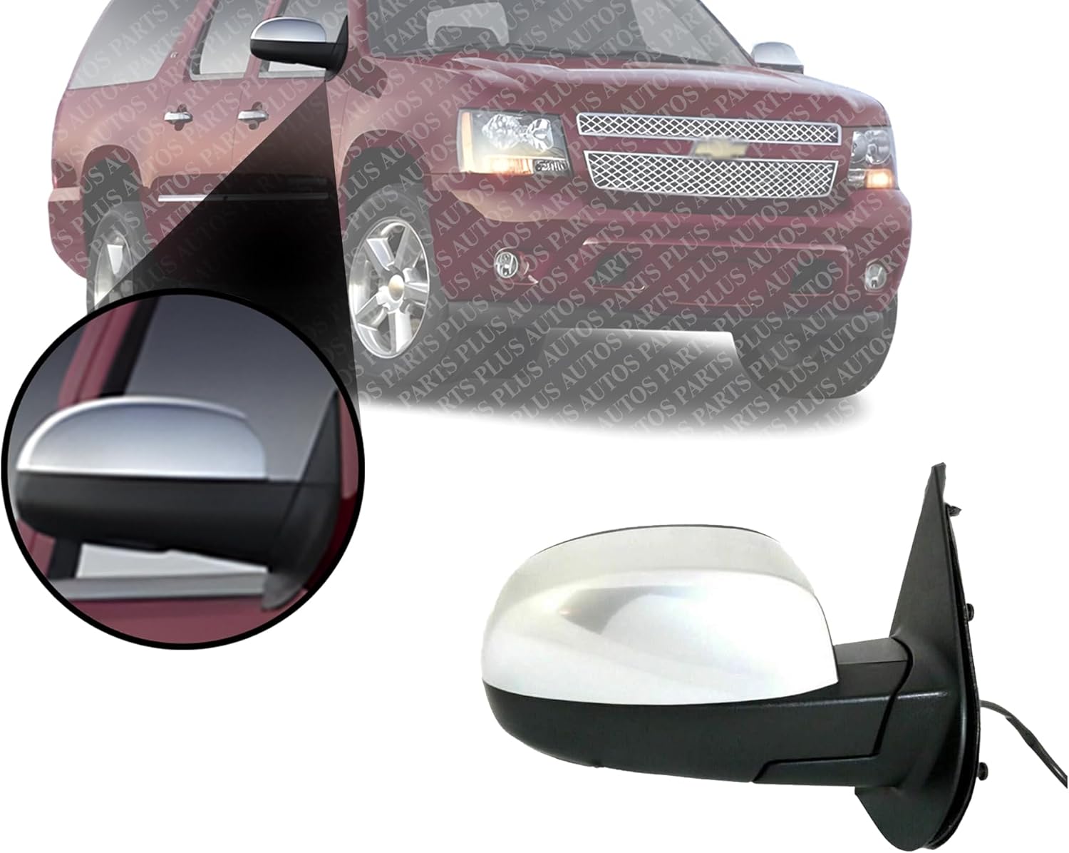 Front Power Mirror Manual Folding Heated Chrome Right Passenger Side Direct Replacement Compatible With 2007-2013 Chevrolet Silverado / 2007-2014 Suburban Avalanche Sierra 1500 GM1321340