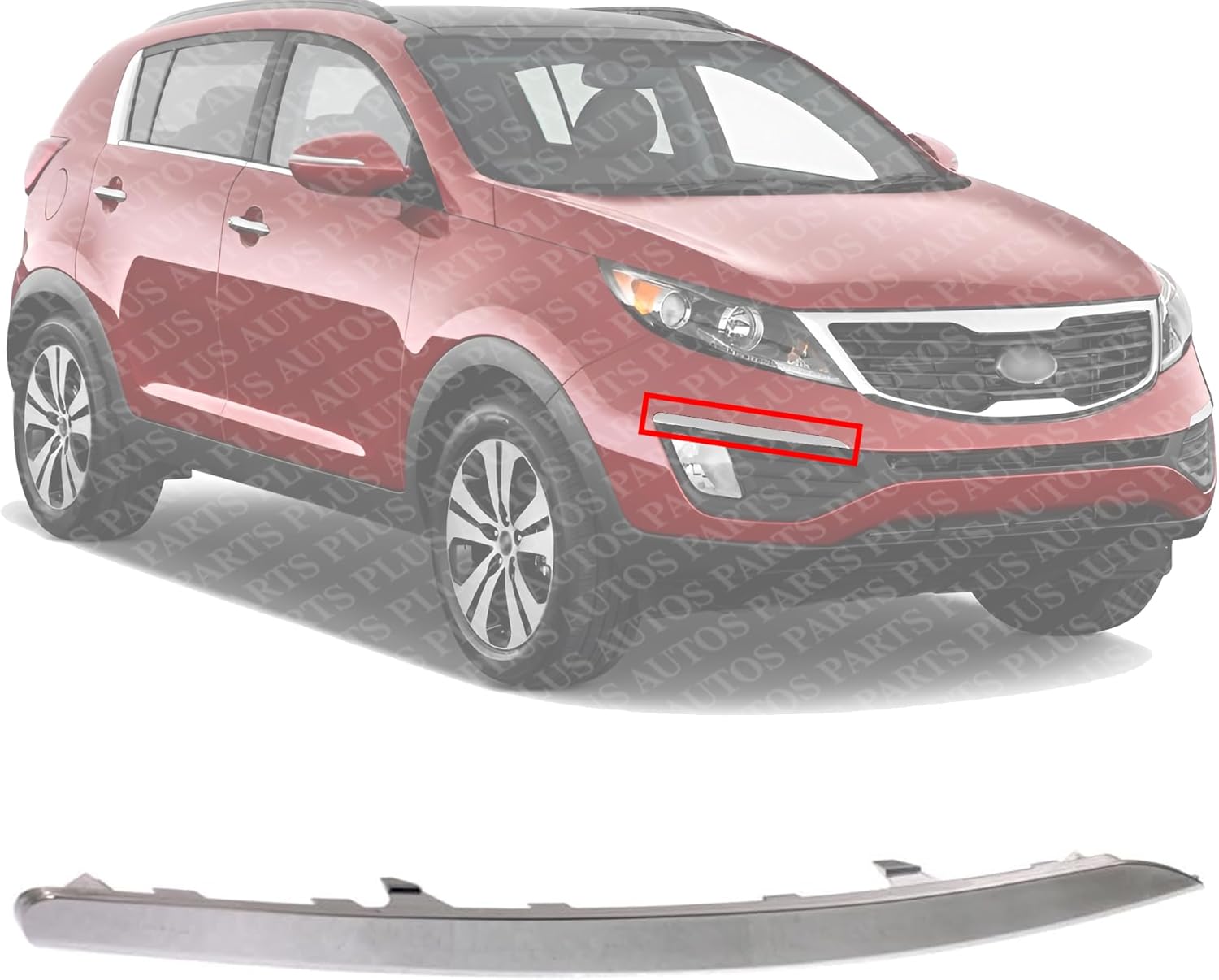 Front Bumper Trim Molding Chrome Right Passenger Side Direct Replacement Compatible With 2011-2016 Kia Sportage KI1047103 865823W000