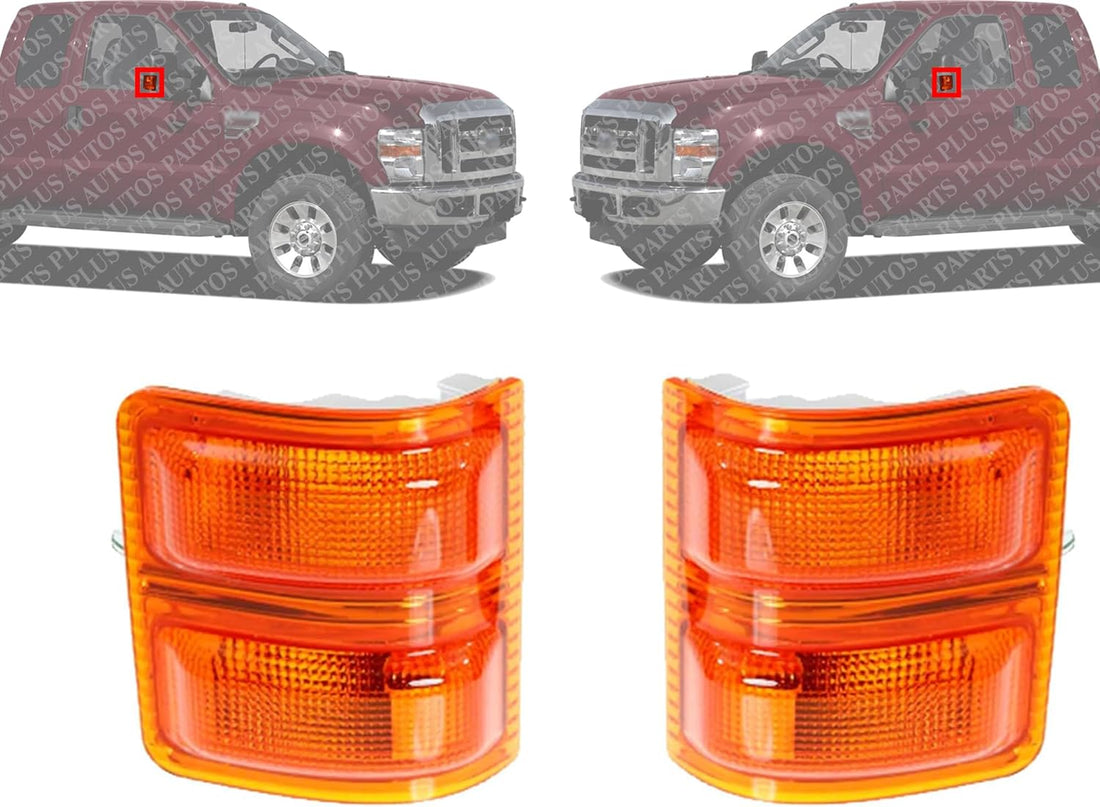 Front Mirror Turn Signal Light Left Driver & Right Passenger Side With Towing Package Direct Replacement Compatible With 2008-2016 Ford F-Series Super Duty FO2570102 7C3Z13776B-PFM