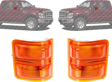 Front Mirror Turn Signal Light Left Driver & Right Passenger Side With Towing Package Direct Replacement Compatible With 2008-2016 Ford F-Series Super Duty FO2570102 7C3Z13776B-PFM