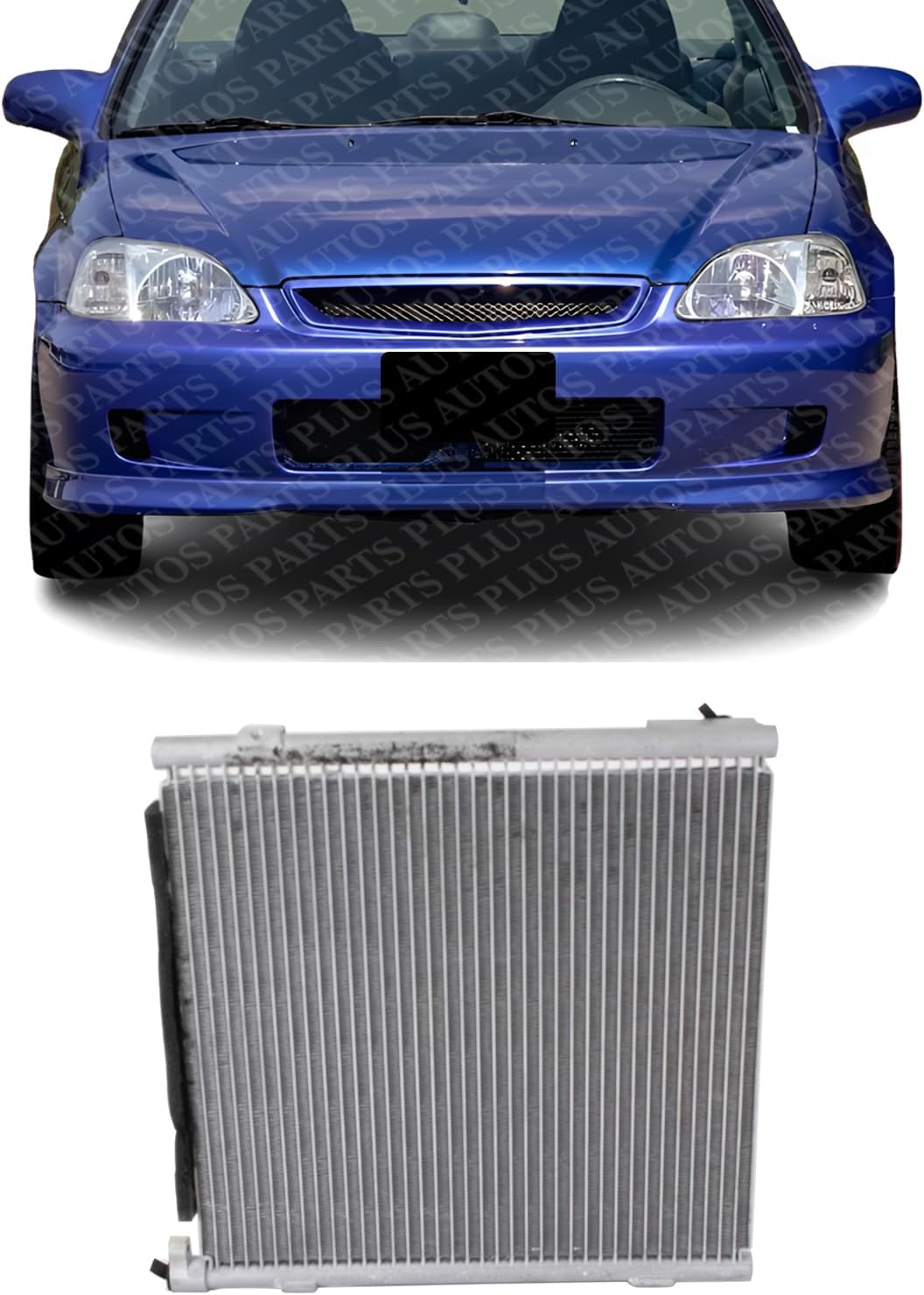 Front A/C Condenser Aluminum Core Direct Replacement Compatible With 1996-2000 Honda Civic HO3030108 80110S01A11